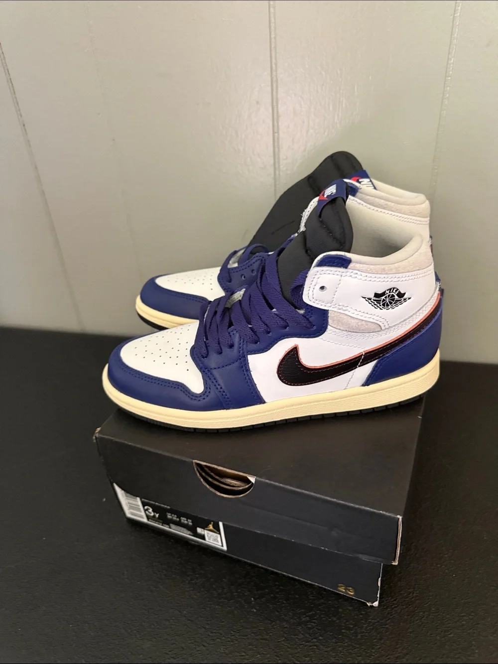 Nike Air Jordan 1 High - White, Deep Royal Blue & Black